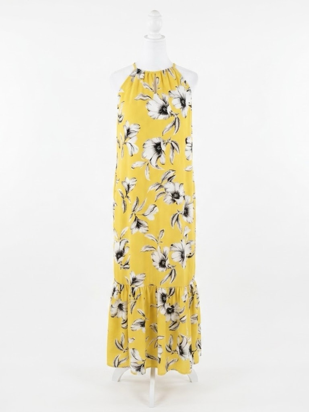 Banana Republic Yellow Floral Halter-Neck Maxi Dress